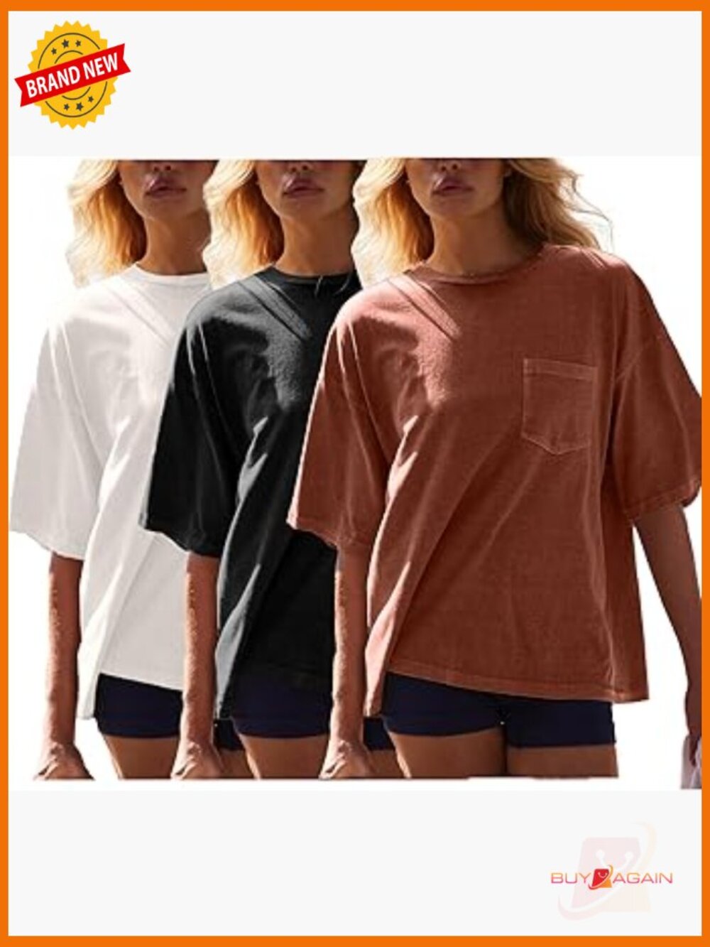 3 Pack Womens Oversized Workout Tees Short Sleeve Tops with Pocket